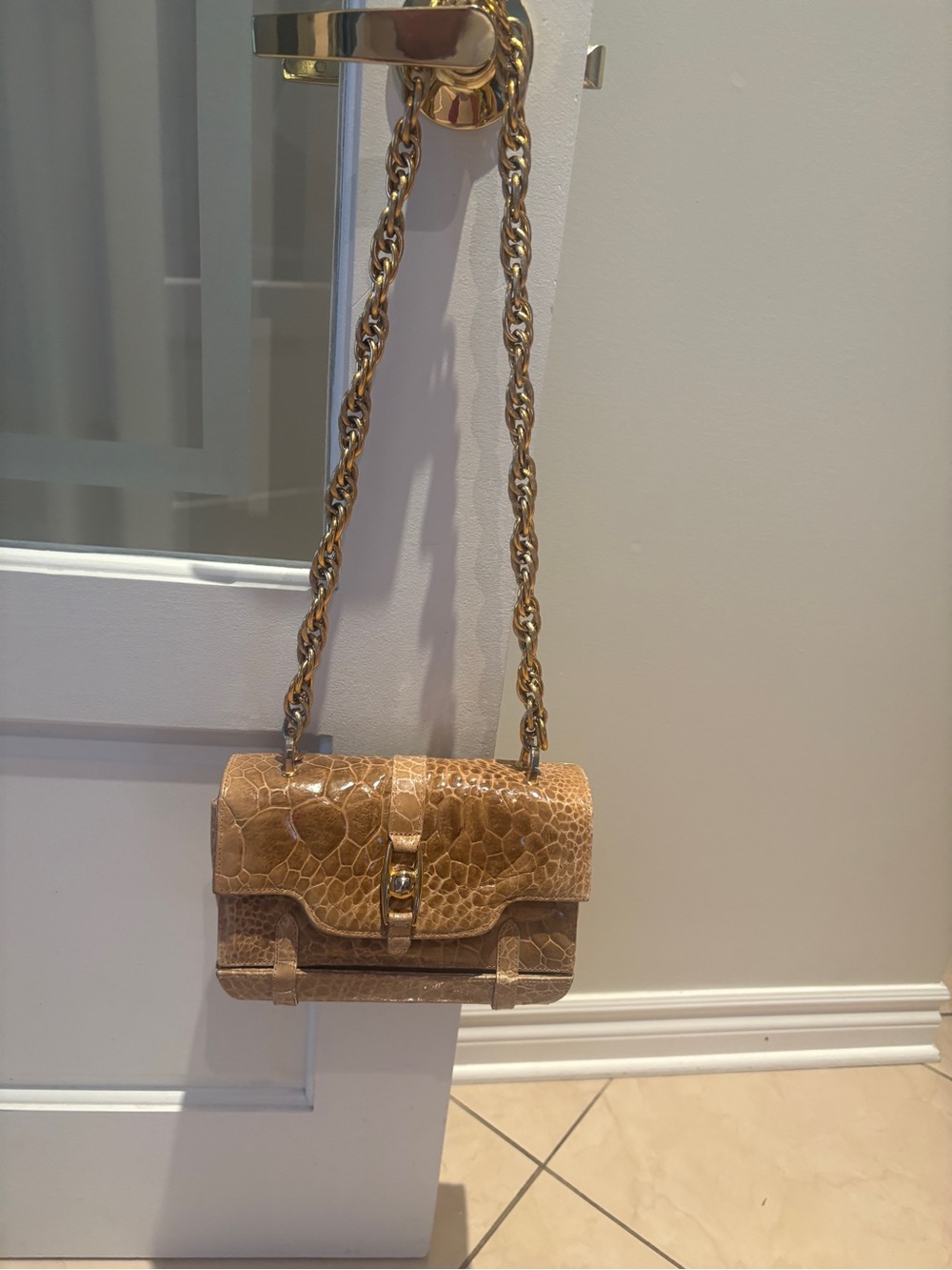 Croc embossed shoulder bag